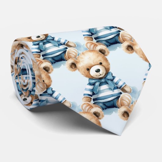 Cravate d'ours bleu Teddy (Roulé)