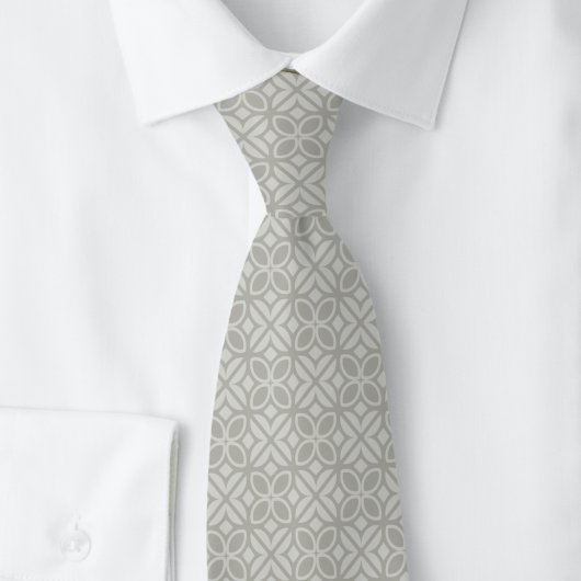 Cravate Dove Gray Feuilles & Lignes