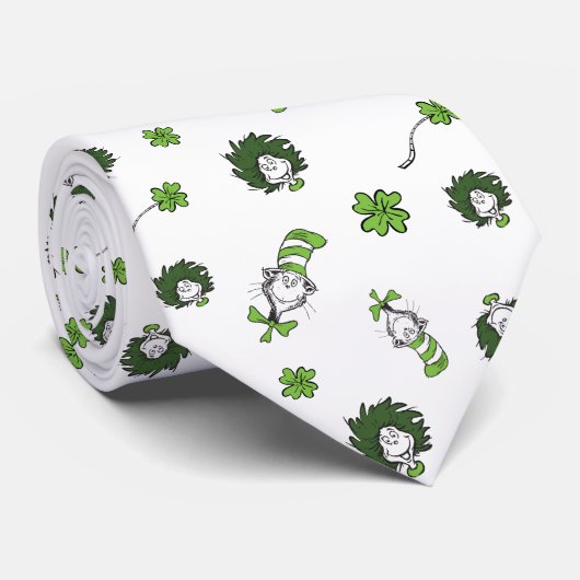 Cravate Dr Seuss | Chat dans le Motif Casquette Clover (Roulé)