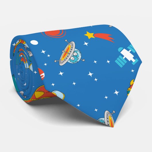 Cravate Dr Seuss | Chat dans le Motif spatial Casquette (Roulé)