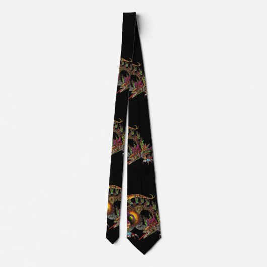 CRAVATE DRAGO / DRAGON D'IMAGINAIRE EN VIOLET D'OR ET NOIR (Dos)