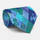 Cravate Dragon à écussons en bleu et vert (Roulé)