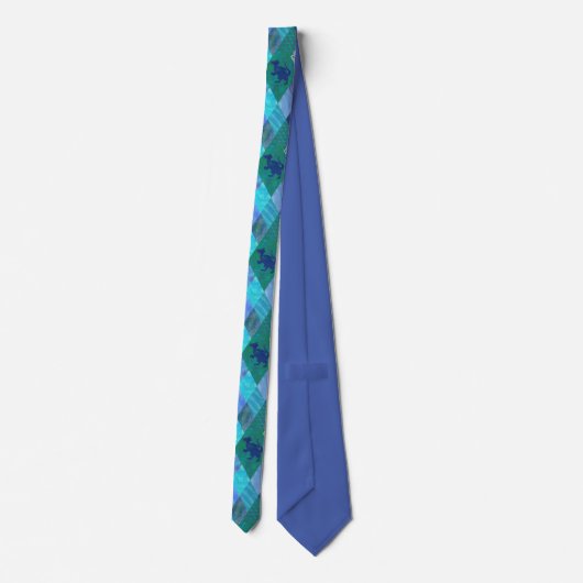 Cravate Dragon à écussons en bleu et vert (Dos)