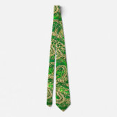 Cravate Dragon d'or embouti sur satin vert (Dos)