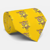 CRAVATE DRAGON D'OR JAUNE IMAGINAIRE CRÉATION GRAPHIQUE OR (Roulé)