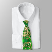 Cravate Dragon en or embouti sur satin vert (Attaché)
