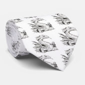 Cravate dragon et garçon noirs et blancs (Roulé)