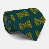 Cravate DRAGON LOVE Gold Celtic Knots Green (Roulé)