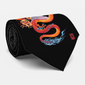 Cravate Dragon rouge chinois (Roulé)