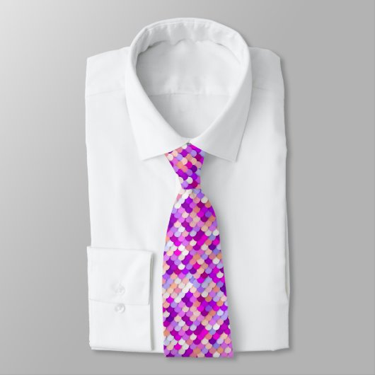 Cravate "Dragon Scales" - violet. rose chaud et pêche (Attaché)