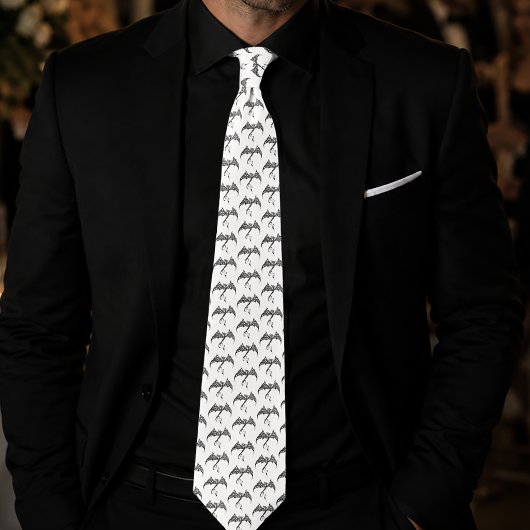 Cravate Dragon Tribal Celtique Entrelacs Noir Blanc Fantas