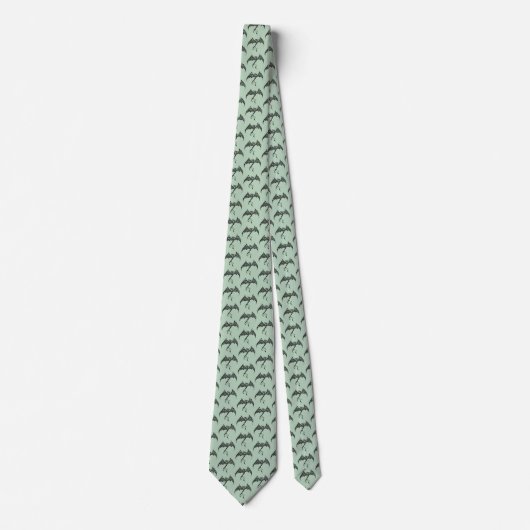 Cravate Dragon Tribal Celtique Noir Vert (Devant)