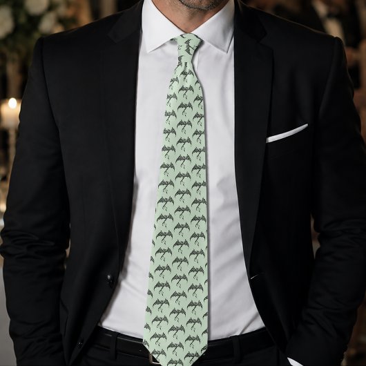 Cravate Dragon Tribal Celtique Noir Vert