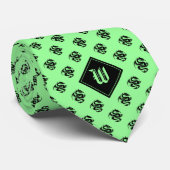 Cravate Dragon vert à la menthe monogramme (Roulé)