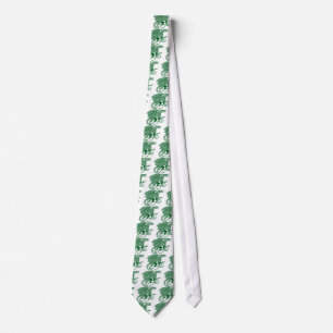 Cravate Dragon vert de Knotwork sur le blanc