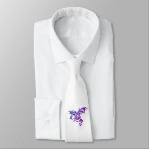 Cravate Dragon violet volant contre blanc