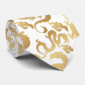 Cravate Dragons d'or Motif Non BG (Roulé)
