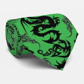 Cravate Dragons outline pattern 05.b.DOLP01.Green BG (Roulé)