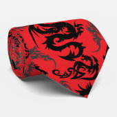 Cravate Dragons outline pattern 05.b.DOLP01. Red BG (Roulé)