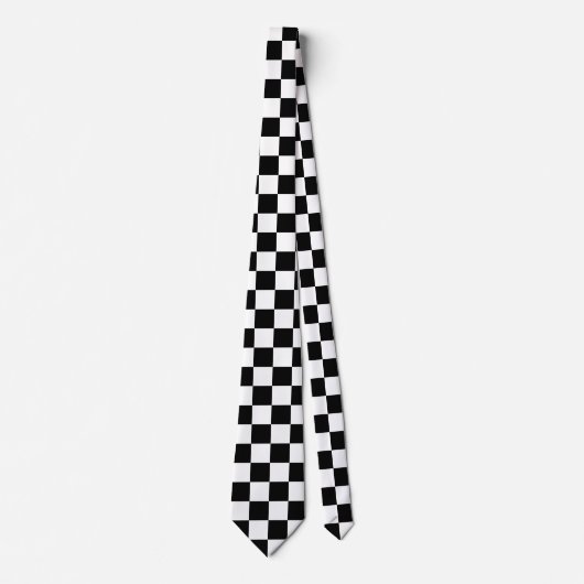 Cravate Drapeau À damiers Élégant Motif noir et blanc (Devant)