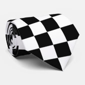 Cravate Drapeau À damiers Élégant Motif noir et blanc (Roulé)