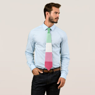 Cravate Drapeau Abrosexuel pastèque rose vert rayé LGBT