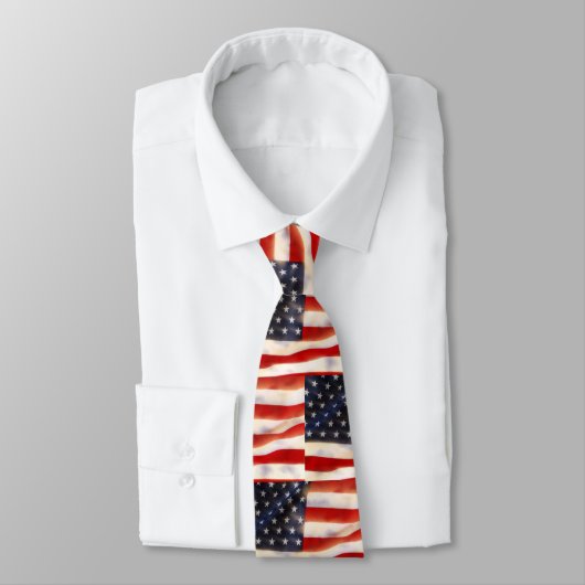 Cravate Drapeau américain agitant dans le vent (Attaché)