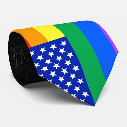 Cravate Drapeau américain arc-en-ciel LGBT (Roulé)