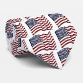 Cravate Drapeau américain avec grain de bois (Roulé)