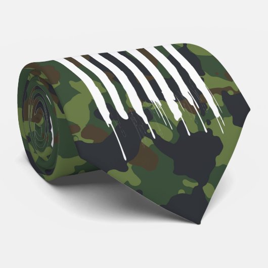 Cravate Drapeau américain blanc camouflage militaire (Roulé)