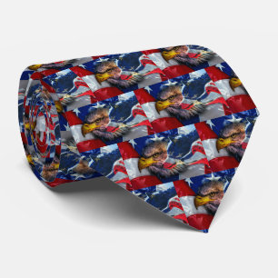 Cravate Drapeau américain de loup d'aigle chauve Patriotiq