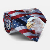 Cravate Drapeau américain de tête d'aigle chauve 4 juillet (Roulé)