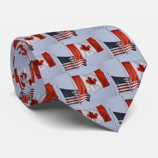 CRAVATE DRAPEAU AMÉRICAIN/DRAPEAU CANADIEN (Roulé)