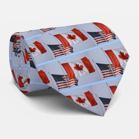 CRAVATE DRAPEAU AMÉRICAIN/DRAPEAU CANADIEN (Roulé)