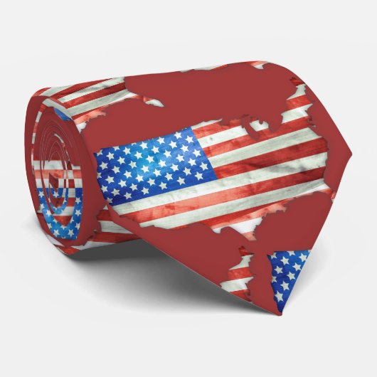 Cravate Drapeau américain étoiles et rayures patriotique (Roulé)