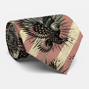 Cravate Drapeau Américain Grunge Aigle chauve Patriotique 