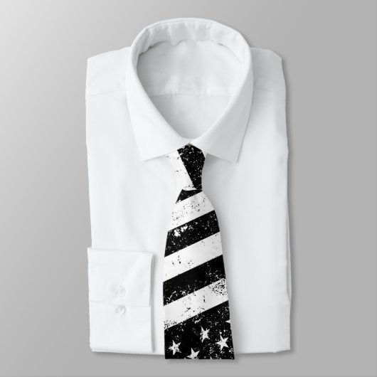 Cravate Drapeau américain, noir et blanc (Attaché)