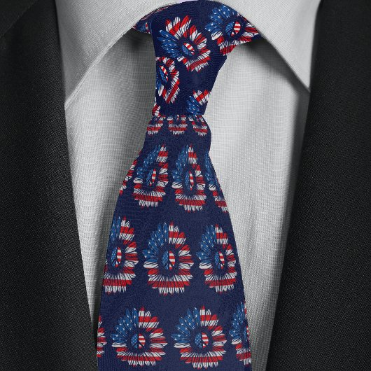 Cravate Drapeau américain Peace Sunflower