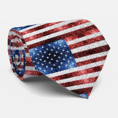 Cravate drapeau américain rouge blanc brillant parties sci (Roulé)