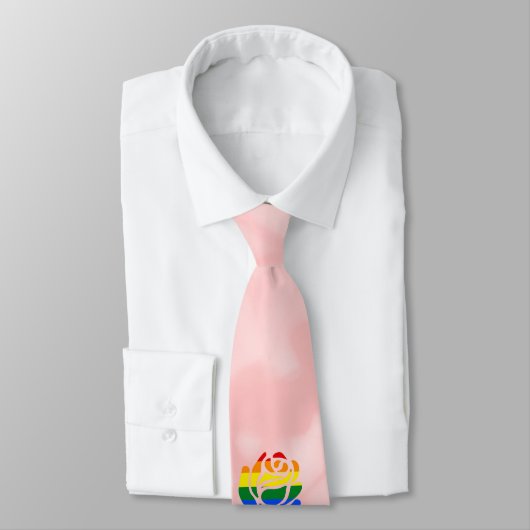 Cravate Drapeau arc-en-ciel gay pride Rose (Attaché)