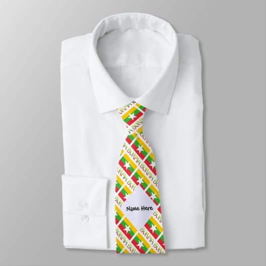 Cravate Drapeau birman avec votre nom (Attaché)
