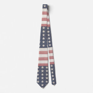 Cravate Drapeau blanc et bleu Vintage Americana