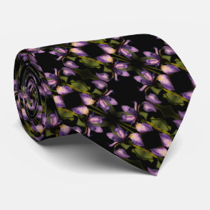 Cravate Drapeau bleu Iris Fleur Motif Abstrait