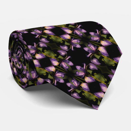 Cravate Drapeau bleu Iris Fleur Motif Abstrait (Roulé)