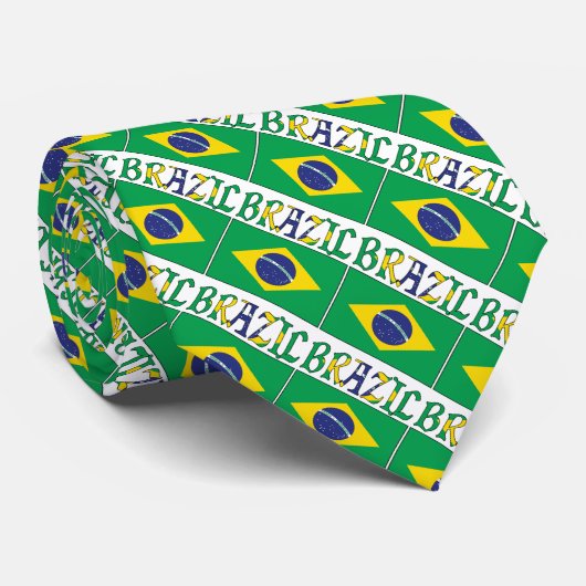 Cravate Drapeau brésilien avec votre nom (Roulé)