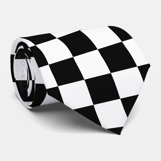 Cravate Drapeau Checkered noir et blanc (Roulé)