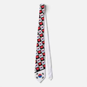 Cravate Drapeau coréen et Motif de coeur Corée du Sud Taeg