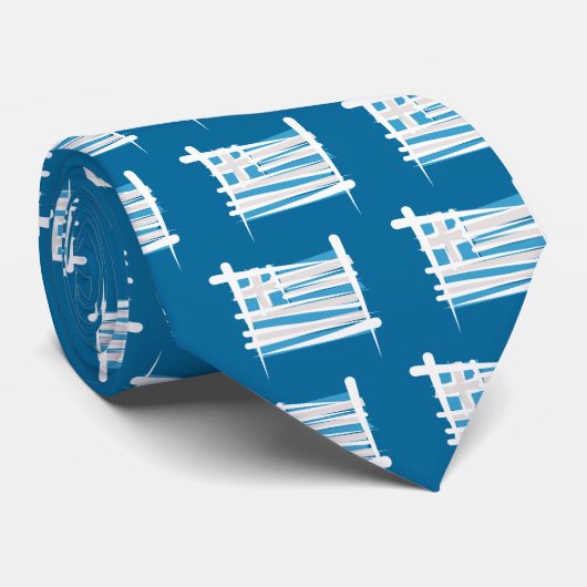 Cravate Drapeau de brosse de la Grèce (Roulé)