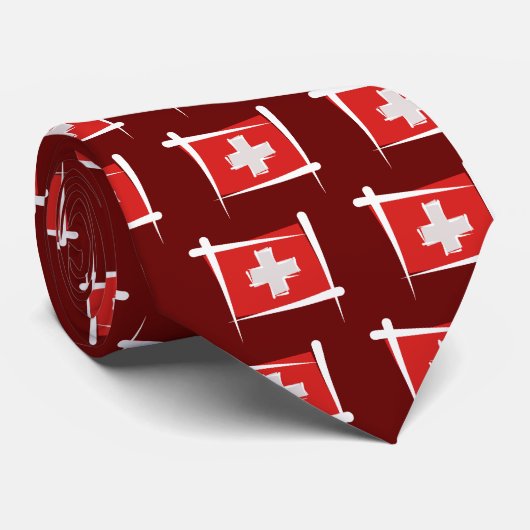 Cravate Drapeau de brosse de la Suisse (Roulé)