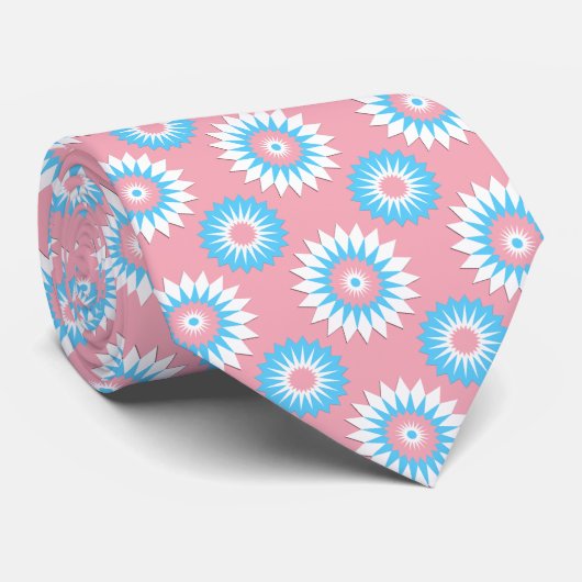 Cravate Drapeau de la fierté transgenre / motif de fleur r (Roulé)